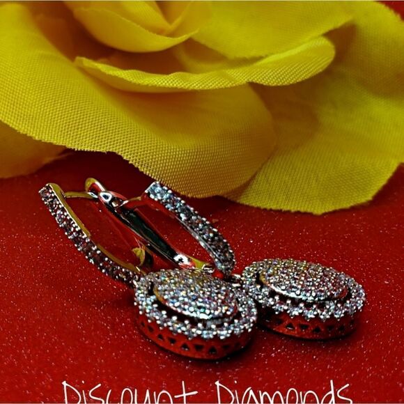 New Women's Clear White Diamond Dangle Lever Back Earrings o… - Picture 9 of 12